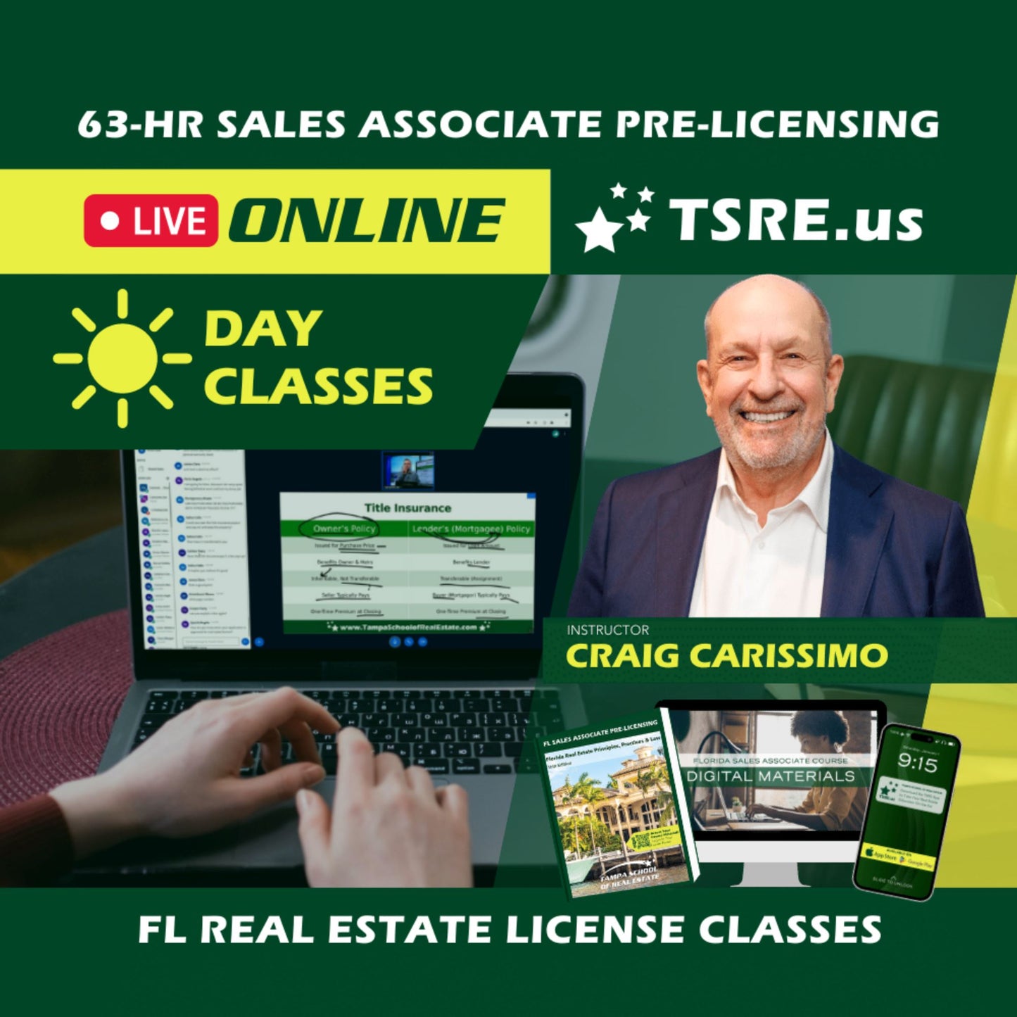 LIVE Online | Apr 14 9:15am | 63-HR FL Real Estate Classes SLPRE TSRE LIVE Online | Tampa School of Real Estate 