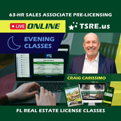 LIVE Online | Apr 7 6:30pm | 63-HR FL Real Estate Classes SLPRE TSRE LIVE Online | Tampa School of Real Estate 