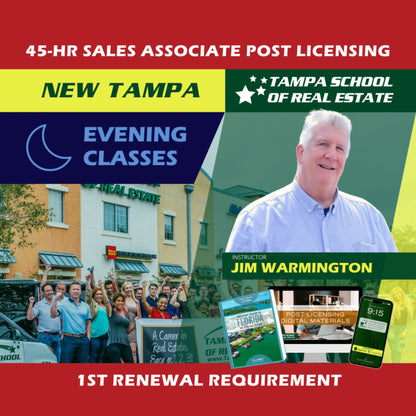 New Tampa | Dec 2 6:00pm | 45-HR FL Post Licensing Course SLPOST TSRE New Tampa | Tampa School of Real Estate 