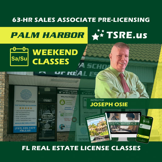 Palm Harbor | Nov 30 9:00am | 63-HR FL Real Estate Classes SLPRE TSRE Palm Harbor | Tampa School of Real Estate 